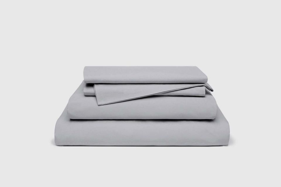 Organic cotton percale sheet set dove grey
