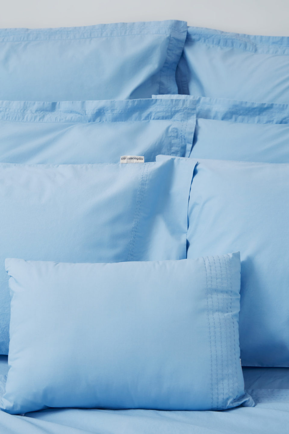 Organic cotton percale pillowcase pair blue fog