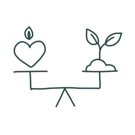 illustration of balance with heart and plant
