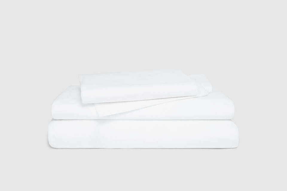 white organic cotton percale sheet set