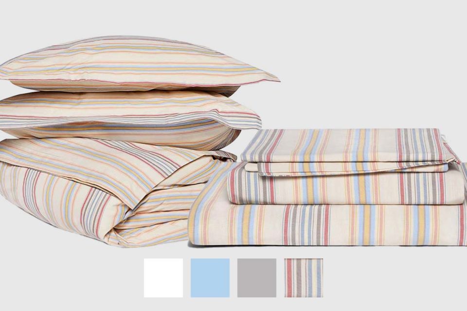 Duvet Sheet Set Bundle Candy Stripe Organic Cotton Percale Cornucopia Living 1 2