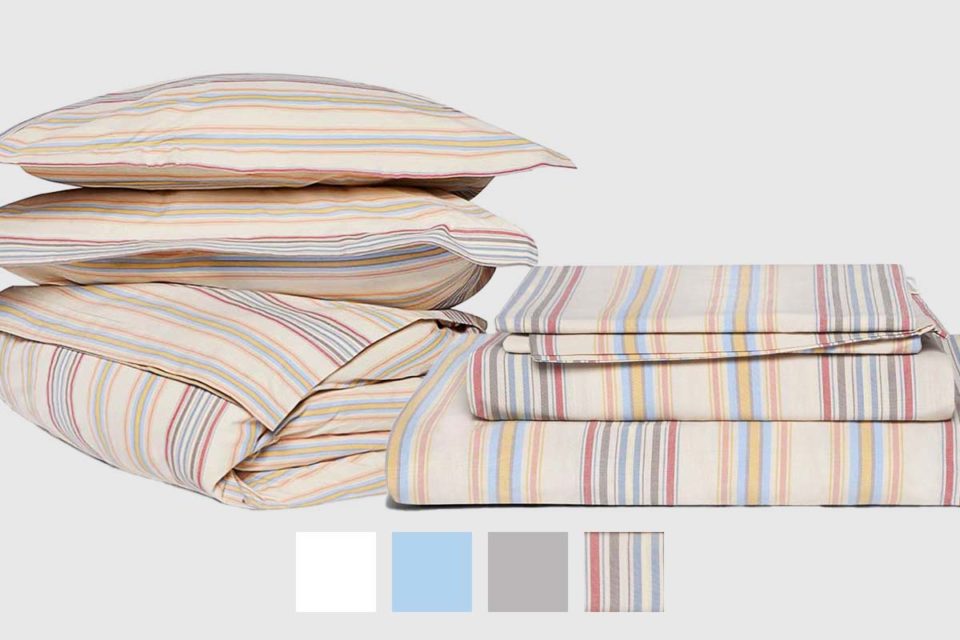 Duvet Sheet Set Bundle Candy Stripe Organic Cotton Percale Cornucopia Living 1 2