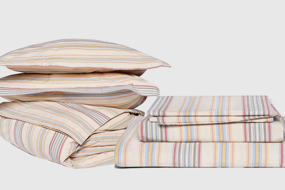 Organic cotton percale duvet and sheet set bundle candy stripe