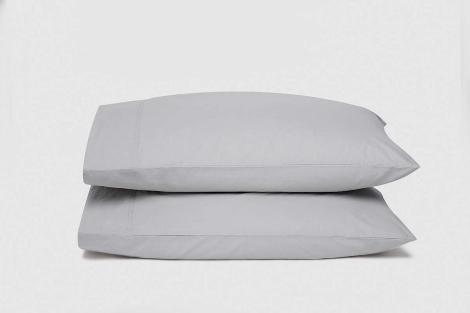 Organic cotton percale pillowcase pair dove grey