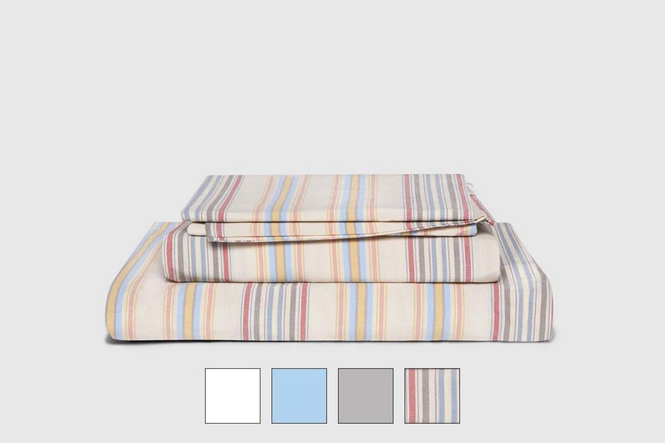 Organic cotton percale sheet set candy stripe